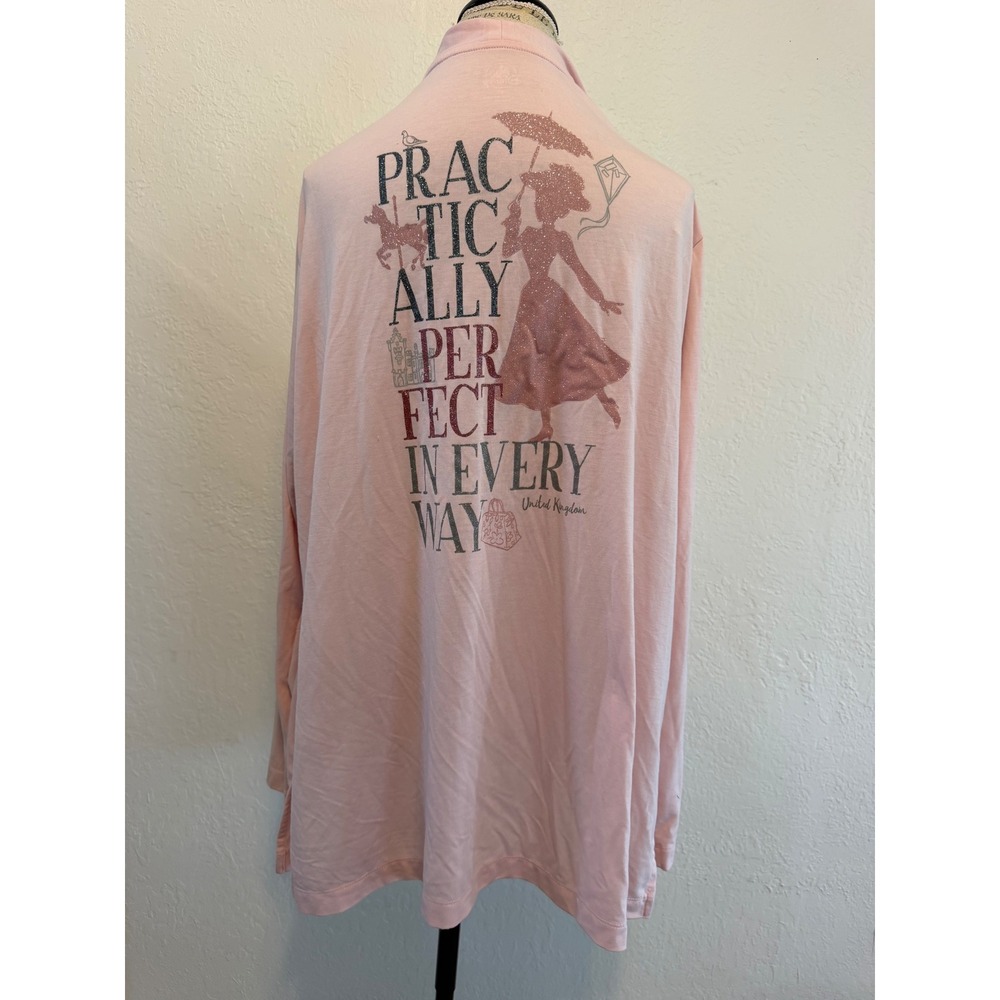 Disney Parks Mary Poppins Practically Perfect Pink Cardigan XL London Penguin